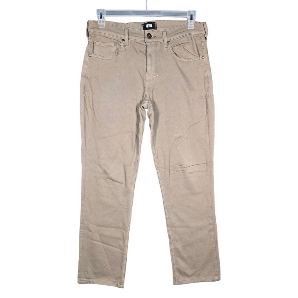 Paige Jeans Mens 32x30 Lennox Slim Jean Beige Woodland Transcend Comfort Stretch